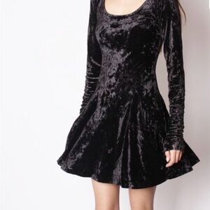 Betsey Johnson Black Velvet Skater Dress